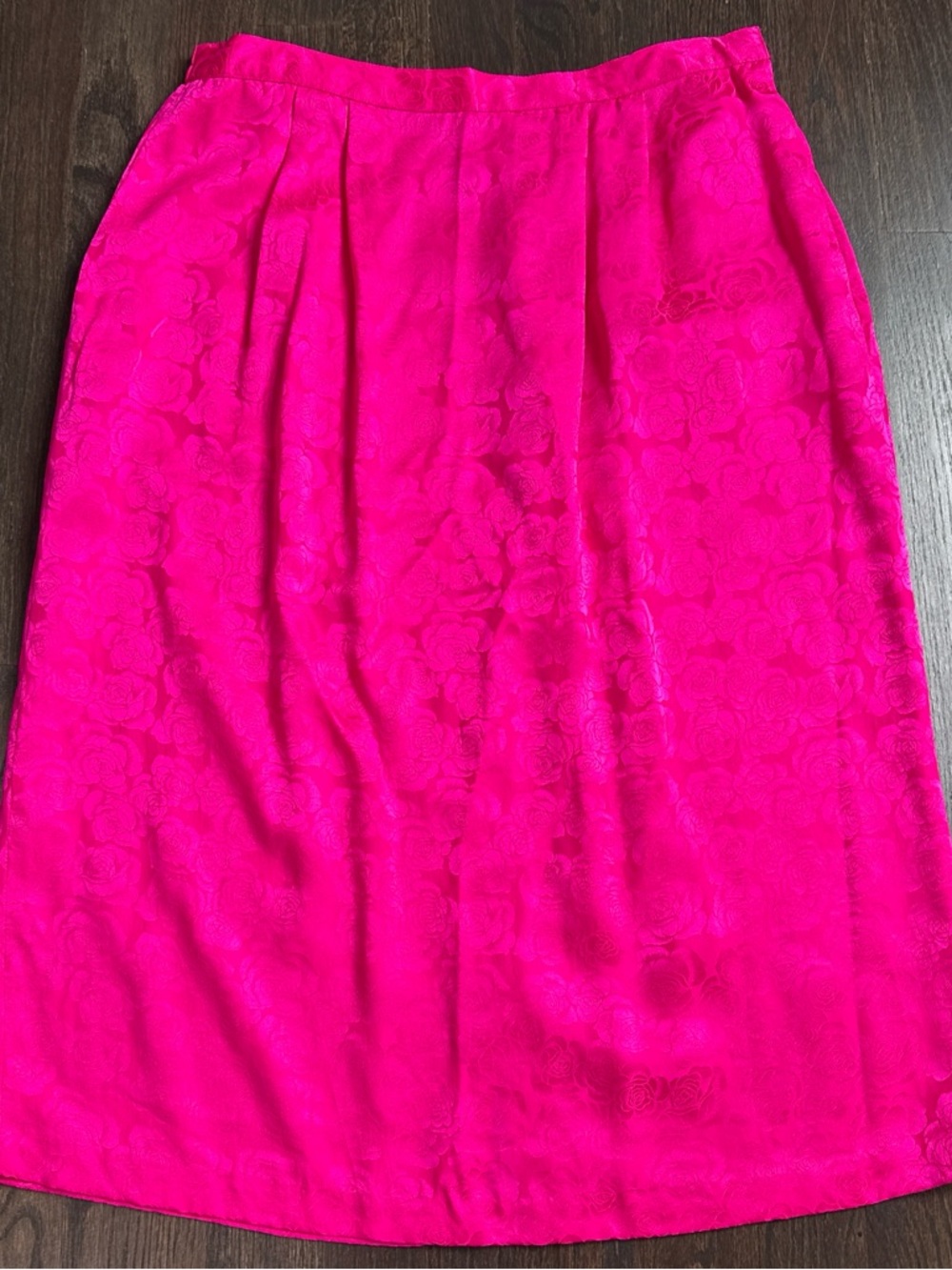 Bright Pink Floral Midi Skirt